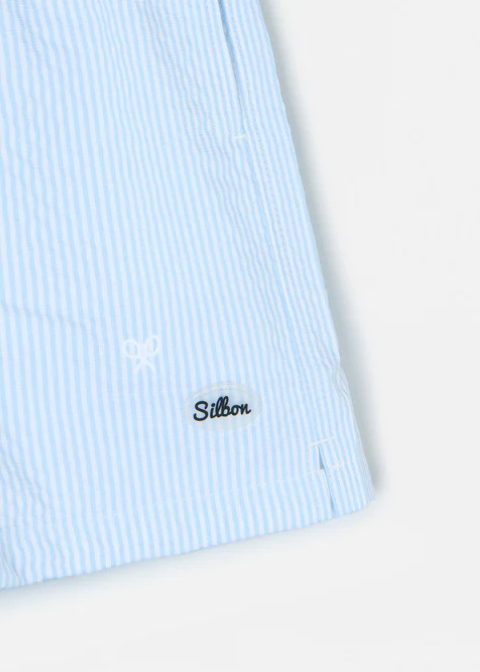 Bañador blanco rayas azul