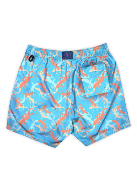 Bañador Flamenco azul estampado salamandras