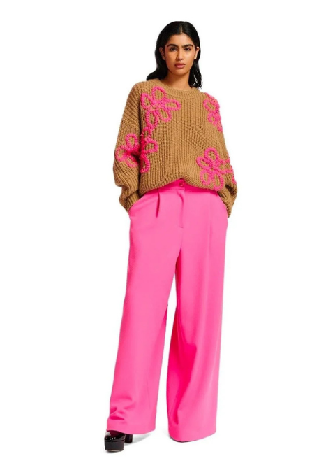 Jersey ESSENTIEL camel bordado floral