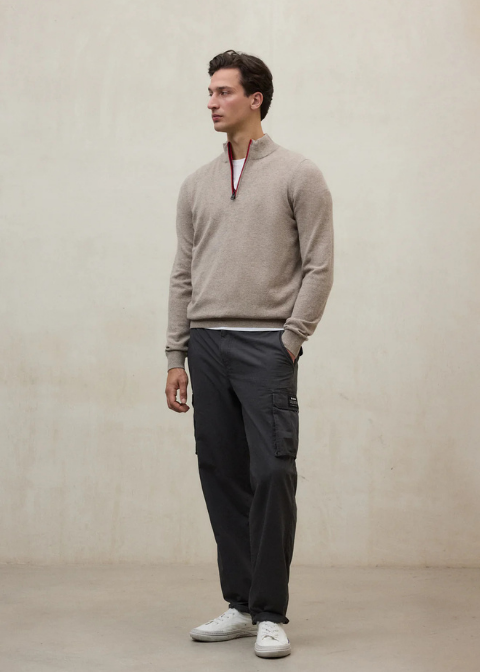 ECLF. Jersey LARCH beige c/cremallera pespunte rojo C·BEIGET·L