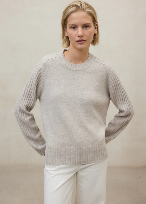 ECLF. Jersey EUCALIPTO beige claro c/r manga canale C·BEIGET·L