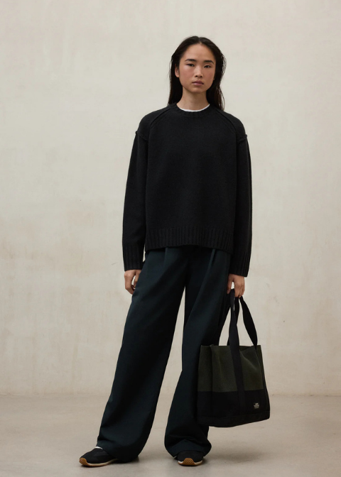 ECLF. Jersey MOCAN negro hombro caido pespunte C·NEGROT·L