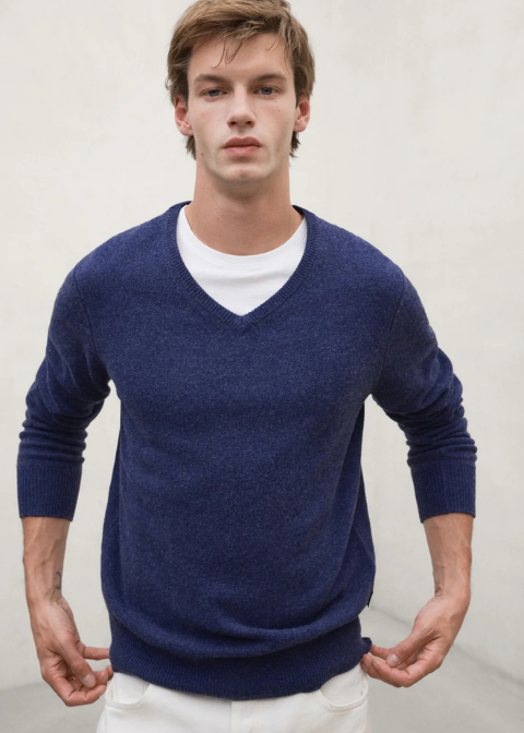 Jersey ECOALF cuello pico azul
