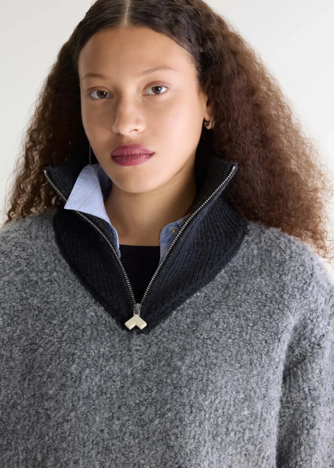 Jersey BELLEROSE gris punto cremallera