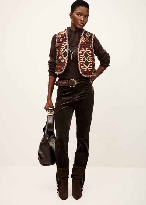 Chaleco BA&SH granate estampado étnico