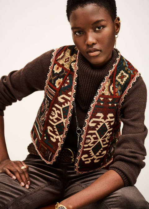 Chaleco BA&SH granate estampado étnico