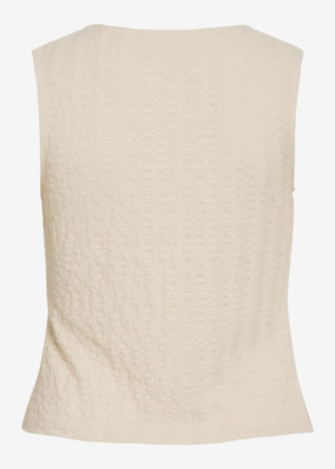 Chaleco VILA beige rugoso botomes dorados