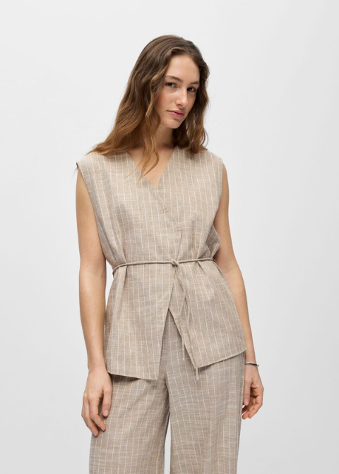 Chaleco OBJECT beige rayas