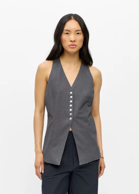 Chaleco OBJECT gris entallado