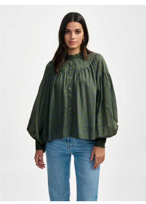 Camisa BELLEROSE verde estampada