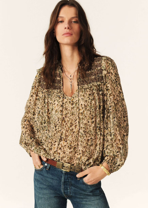 Blusa marrón estampodo fluido