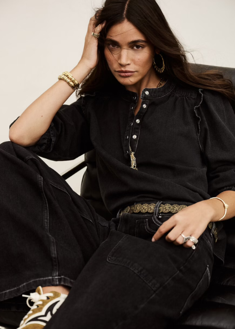 Blusa BA&SH negro vaquera