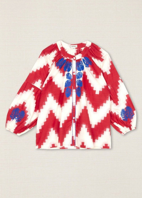 Blusa LATIDO roja bordada zizzag