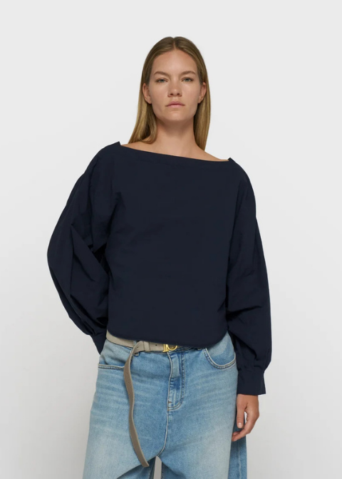 Blusa 10 DAYS popelín azul marino