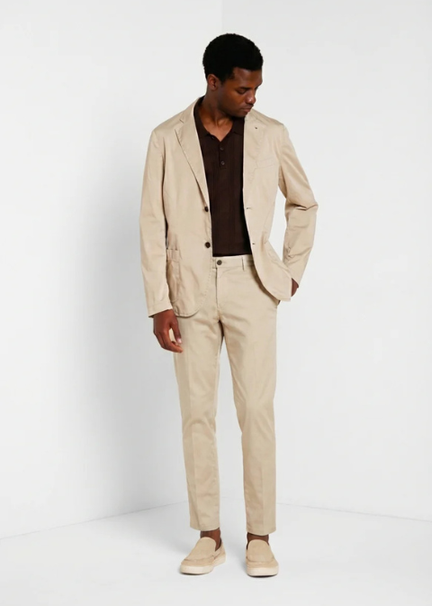 Chino MASONS beige satén elástico