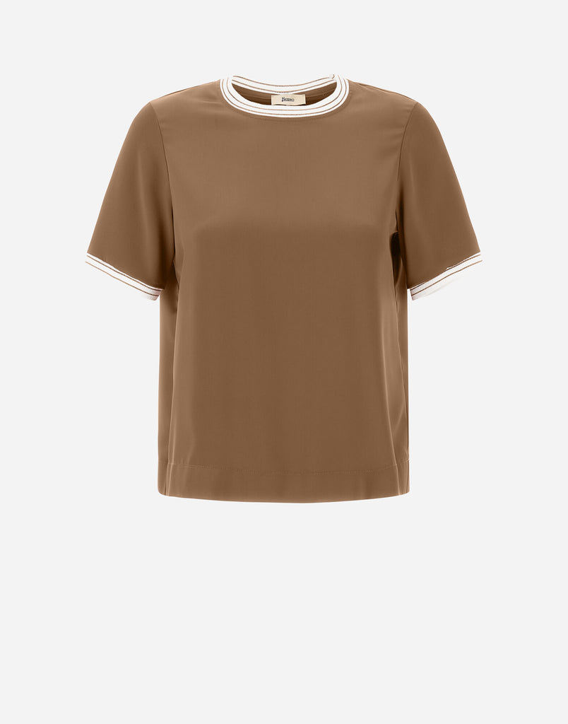 Camiseta Herno mujer marrón satinada manga corta
