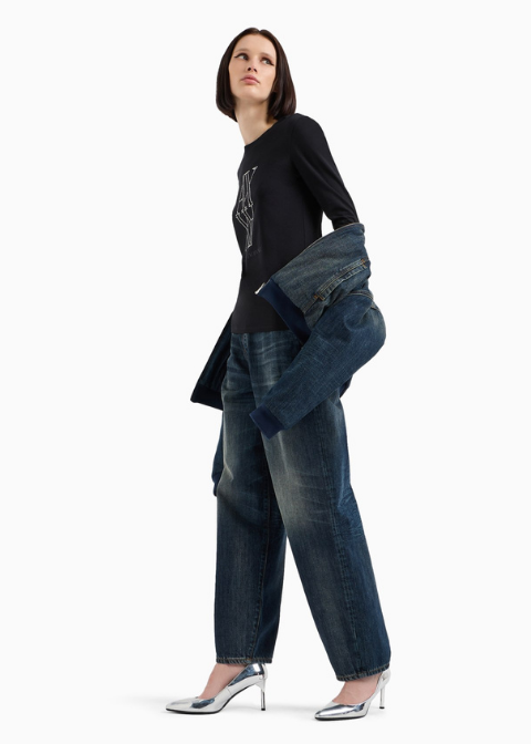 Camiseta ARMANI negro tachuelas