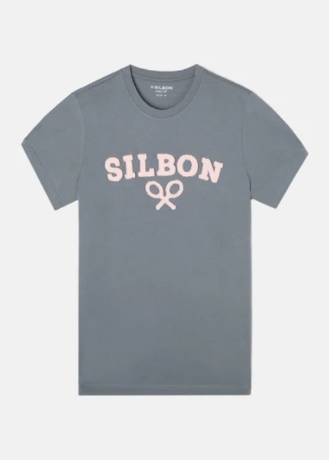 Camiseta gris letras logo