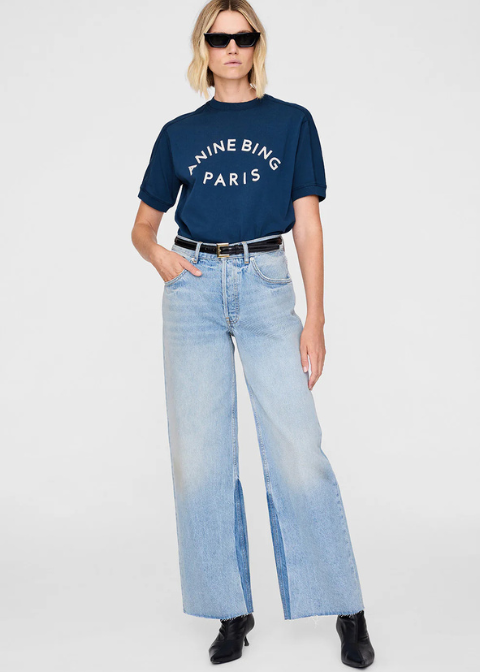 Camiseta Anine Bing azul logo blanco