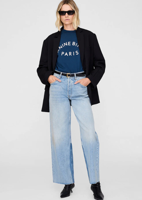 Camiseta Anine Bing azul logo blanco