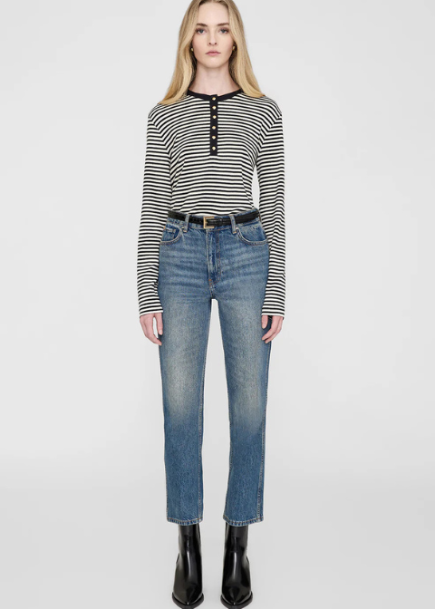 Camiseta Anine Bing blanco rayas azules