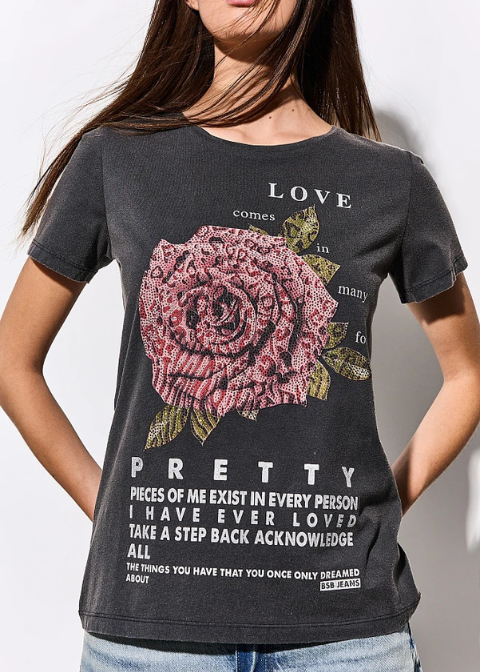 Camiseta BSB negra rosa brillis