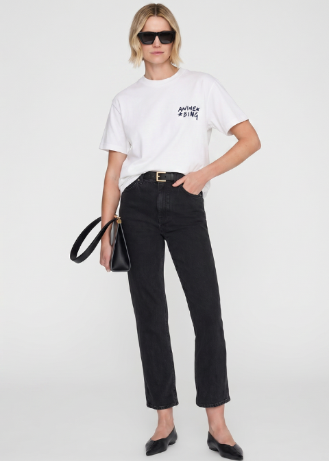 Camiseta ANINE BING blanca logo espalda