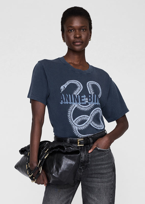 Camiseta ANINE BING negro lavado serpiente