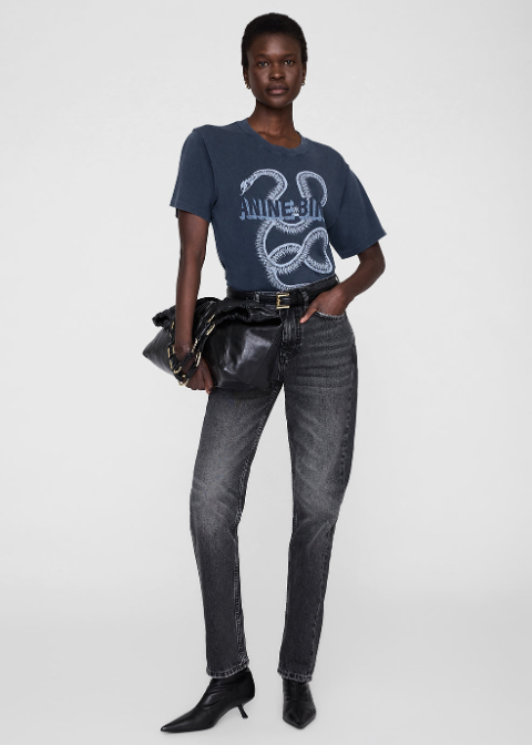 Camiseta ANINE BING negro lavado serpiente