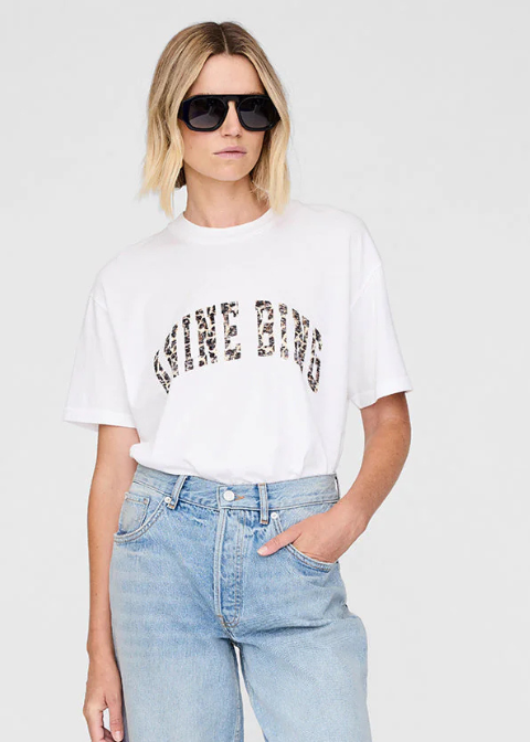 Camiseta ANINE BING blanca logo print