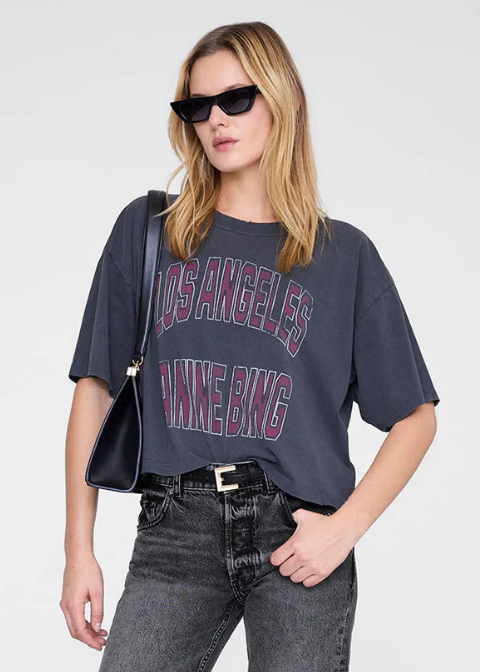 Camiseta ANINE BING negro lavado cropped