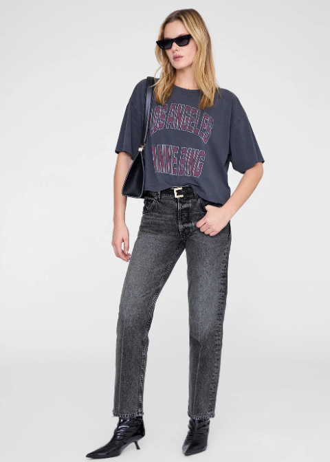 Camiseta ANINE BING negro lavado cropped