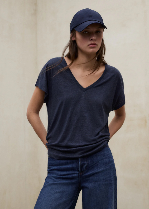 Camiseta ECOALF azul marino oscuro lino