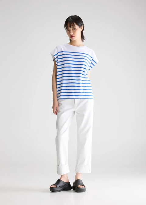Camiseta BELLEROSE blanca rayas