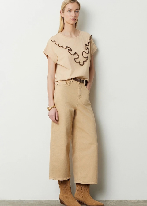 Camiseta BSB camel abalorios