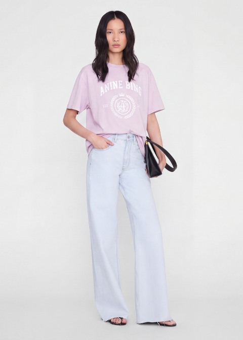 Camiseta ANINE BING rosa logo universitario