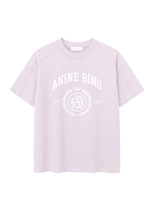 Camiseta ANINE BING rosa logo universitario