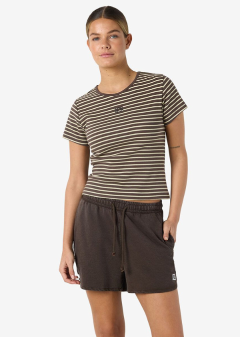 Camiseta NOISY marrón y beige rayas