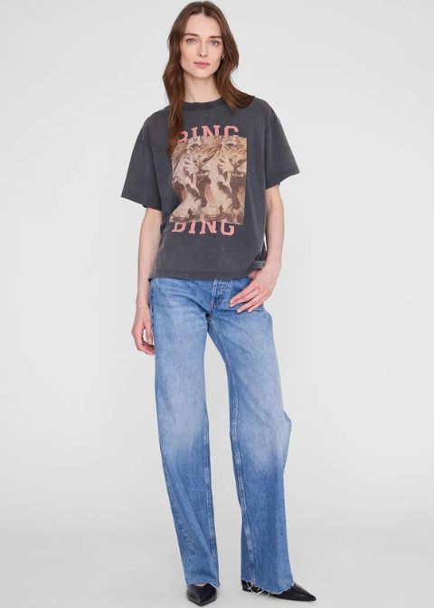 Camiseta ANINE BING negro lavado gráfico delantero