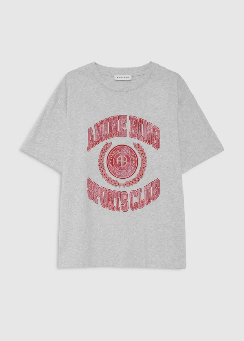 Camiseta ANINE BING gris logo rojo univeritario