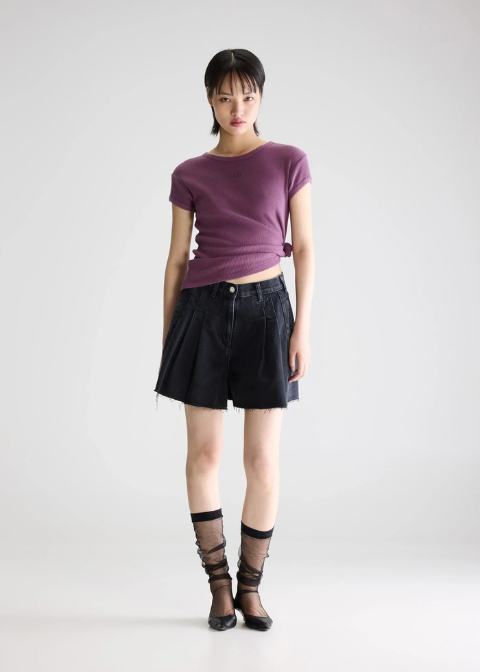 Short BELLEROSE negro vaquero plisado