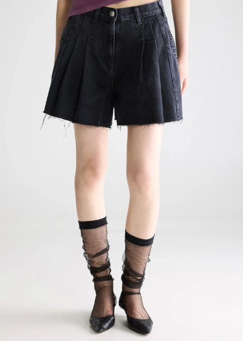 Short BELLEROSE negro vaquero plisado