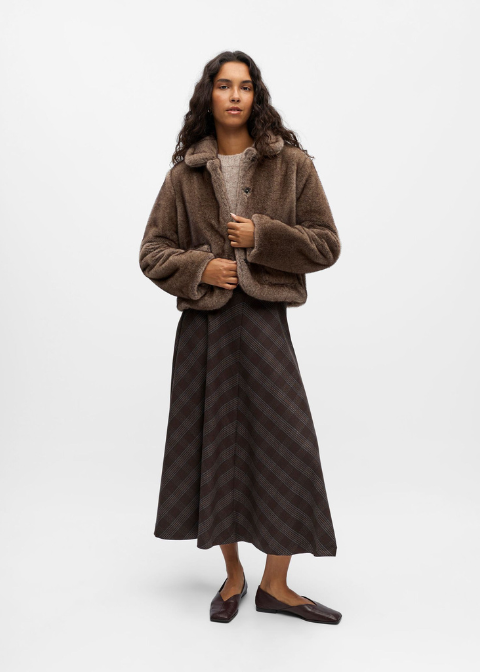 Chaquetón OBJECT marrón topo pelo