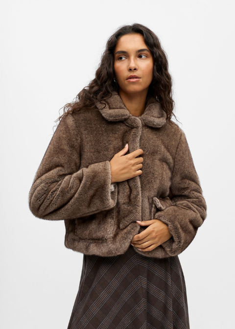 Chaquetón OBJECT marrón topo pelo