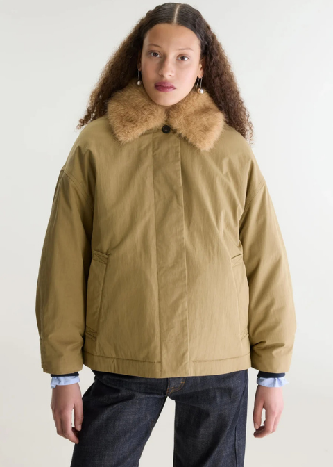 Abrigo Bellerose beige cuello pelo