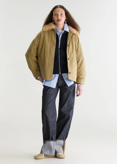 Abrigo Bellerose beige cuello pelo