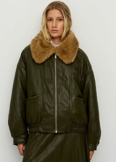 Chaqueta BSB efecto piel con cuello de pelo