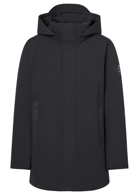 ECLF. Abrigo PARKO negro parka 3/4 impermeable acolchado interior C·NEGROT·L
