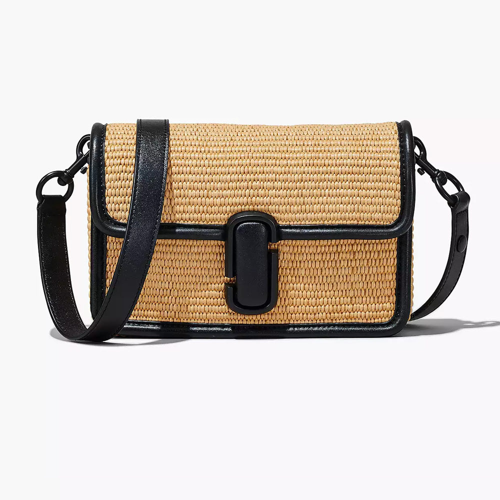 Bolso rafia natural y piel