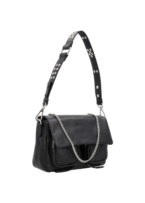 Bolso negro cuero bolsillos